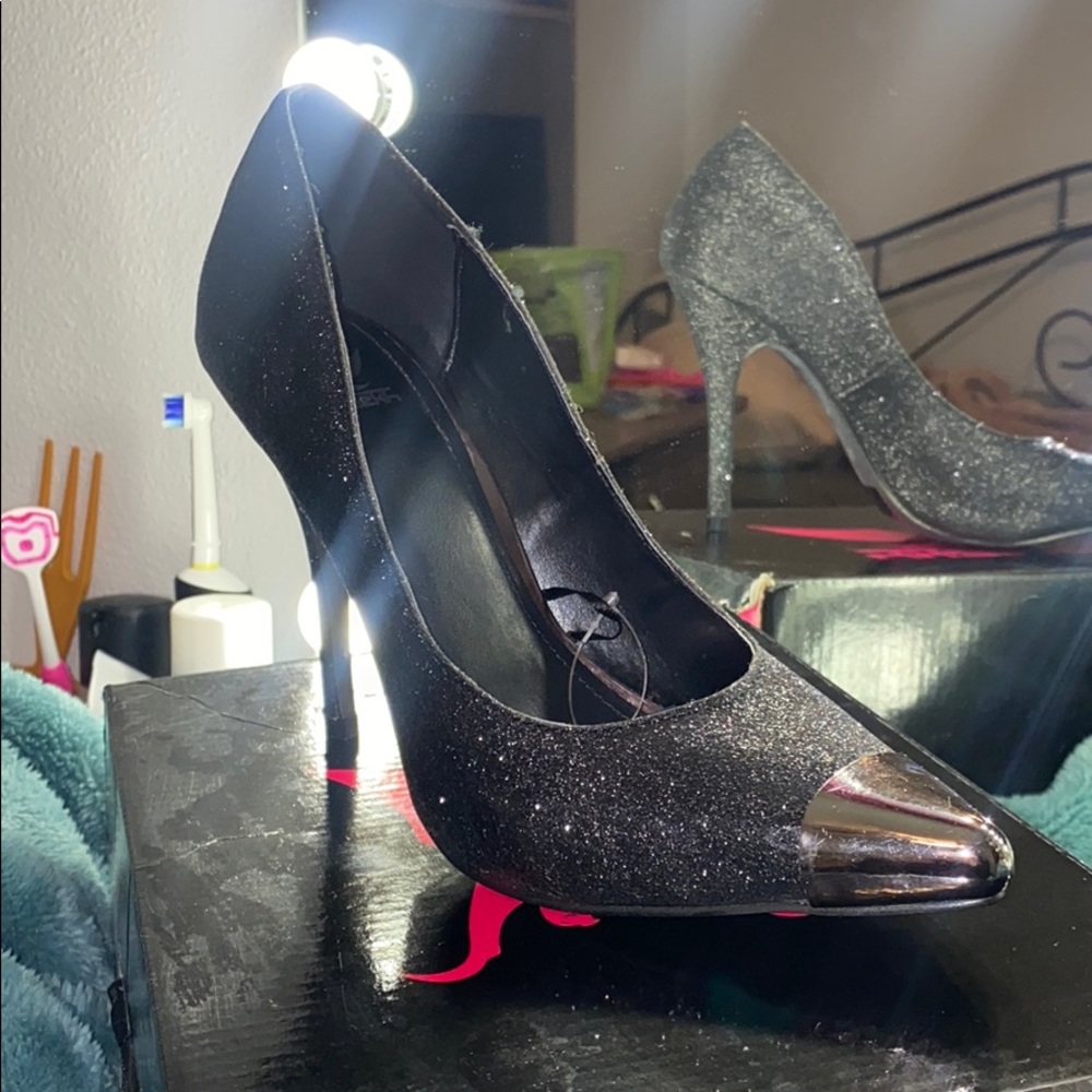 Black Glitter Heels